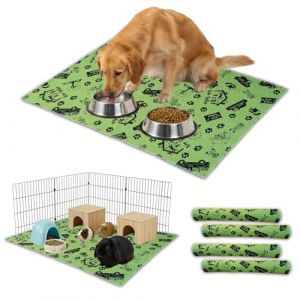 NEO SOLVO Lot de 4 Tapis Alese Lavable, Absorbant, Imperm&eacute;able et Antid&eacute;rapant - Chien, Cochon d'Inde, Lapin en Fond de Cage, sous Les Gamelles, Apprentissage de la propret&eacute; - 120 x 160 cm - Vert (Neo Solvo, neuf)