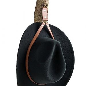 Tumotsit Porte-manteau de porte | présentoir chapeau - Étagère de rangement murale en faux cuir marron avec boucle en alliage chromé métal pour chapeau (uk-daming, neuf)