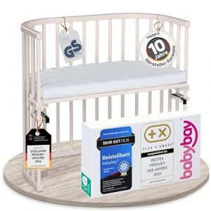 babybay Original lit cododo en Bois de h&ecirc;tre Massif/Compact et modulable/Hauteur du lit r&eacute;glable en continu/lit b&eacute;b&eacute; &eacute;volutif (Peint en Beige) / avec Matelas (babybay, neuf)