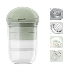 lomonmen Multifonctionnel 4 en 1 Pilule Bo&icirc;te de Rangement,Coupe-Pilule,Broyeur de Pilules,Petit Pilulier de Voyage pour Coupeur de Comprim&eacute;s Portable de Poche (vert) (ZETIAN-EU, neuf)
