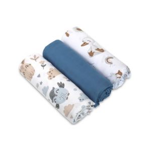 Baby Safe Pack de 3 Mousselines Bébé 80x70 cm, Serviettes 100% Coton Bio Certifié Oeko-TEX, Idéal comme Bavoir, Langes Coton Bambou (Fischettistore, neuf)