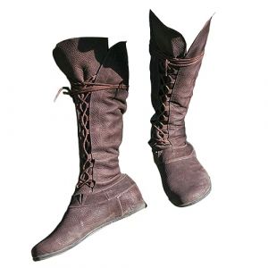 ORANDESIGNE Vintage Bout Rond Talon Chunky Bottes Médiéval Knight Pirate Bottes Mi-Mollet en Cuir PU Cowboy Bottes pour Hommes Bottes De Sport Décontractées en Plein Air D Marron 40 EU (Wowmart Zoo X., neuf)