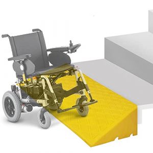 ZJIEX Rampe en Caoutchouc pour Fauteuil Roulant, Bordure Hauteur 3-19cm, D'Accès Robuste, De Chargement Portable pour Voiture, Scooter, Vélo (Jaune, 50x22x5cm) (yuefangde, neuf)