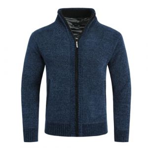 Allthemen Gilet Cardigan Homme Col Montant Veste Laine Knitted Sweater Grosse Maille 5 Couleurs Bleu XXL (Allthemen, neuf)