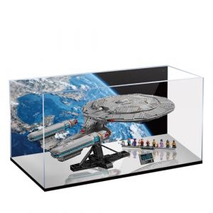 Vitrine en acrylique pour Lego 10356 Star Trek Starship Enterprise - Bo&icirc;te transparente anti-poussi&egrave;re - Seule vitrine compatible avec Lego 10356 (spray arri&egrave;re + miroir B) (Cubeloft, neuf)