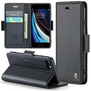 Phernykas Coque pour iPhone 8/7/6/SE 2020/2022 Étui Portefeuille Cover en Cuir PU Wallet avec Cartes Magnétique et RFID Protection Folio Housse iPhone SE 2/3 Case, Noir (Phernykas, neuf)