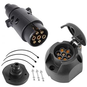 SPARKMOTO Prise Remorque 7 Broches Male Et Prise Remorque 7 Broches Femelle,12V Étanche Prise pour Remorque 7Broches,avec Joint arrière Prise， Connecteur Prise de remorque 7 Broches,ISO 1724(SK0703A) (SPARKMOTO, neuf)
