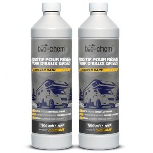 Bio-Chem - Additif pour réservoir d'eau Grise 2 x 1L - Additif pour Reservoir Eau WC Chimique de Camping Car, Toilette Chimique Caravane - Produit nettoyant pour réservoir d'eau (bio-chem, neuf)