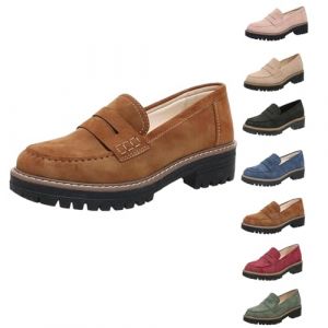 Mocassins &Agrave; Plateforme, Mocassins pour Femmes Confortables, Mocassins &Agrave; Plateforme pour Femmes, Mocassins Confortables Et D&eacute;contract&eacute;s &Agrave; Enfiler (Brun,40) (小星星好物, neuf)