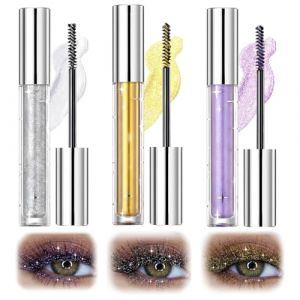 Mascara Paille,De Mascara, Longue Tenue Volumateur Et Allongeant, Adapté Au Maquillage De Voyage Quotidien, Aux FêTes, Aux Mariages(Argent/or/violet) (BlumeMeer GmbH, neuf)
