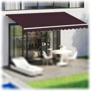 Tissu De Rechange pour Store Banne Rétractable Manuel Toile pour Store Banne De Terrasse Toile D'Auvent pour Extérieur en Polyester Issu De Remplacement pour Auvent Balcon(Brun,7x3.0m) (MMYMY, neuf)