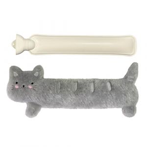 Bouillotte Eau Chaude, 2L Bouillotte Longue Avec Housse, Hot Water Bottle, Peluche Bouillote Animal Pour Regles Douloureuses, Cervicale, Taille, Cadeau D'hiver Pour Femmes Enfants (Chat) (WBbfbf, neuf)