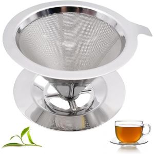 Filtre &agrave; Caf&eacute; Permanent en Acier Inox, Goutteur de Caf&eacute; C&ocirc;ne R&eacute;utilisable Filtre &agrave; Caf&eacute; sans Papier Filtre Cafe &agrave; Main pour 1 &agrave; 4 tasses (weishidali, neuf)