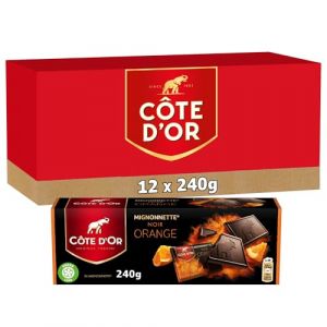 C&Ocirc;TE D'OR - 12 Paquets de 24 Mignonnettes au Chocolat Noir et Orange - Mignonnettes de Chocolat Emball&eacute;s Individuellement - Id&eacute;al Pause Caf&eacute; ou Go&ucirc;ter - Lot de 12x240g (Plaisir & Snacking, neuf)