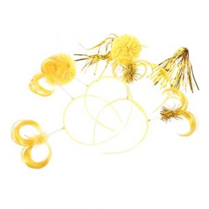 SAFIGLE Lot de 8 Bandeaux à Pompons Jaunes pour Cheveux Femme Serrage-Tête à Queue de Cheval Accessoires de Fête Pailletés pour Anniversaire Bal Masqué et Spectacle de Danse (Grand Di, neuf)