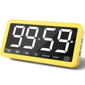 VOCOO Grand minuteur num&eacute;rique pour la Cuisine: Minuteur magn&eacute;tique &agrave; LED avec 3 Niveaux de luminosit&eacute;, 4 alarmes et 3 Niveaux de Volume, Compte &agrave; rebours &agrave; Piles pour Cuisiner (Jaune) (VOCOO EU, neuf)