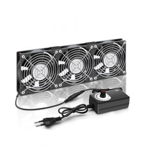 RUIZHI 360mm 12V PC Ventilateur de Boîtier - Vitesse du Vent Réglable, Ventilateur pour PC, Ventilateur AC 220V - 240V, 2750RPM, Portable PC Ventilateur pour TV, Radio, Routeur, Double Ventilateur (SOUND EU, neuf)