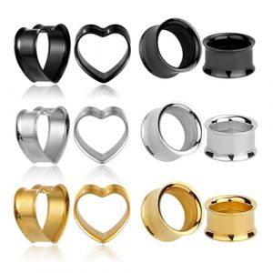 &Eacute;carteur Oreille Piercing Tunnel Acier Inoxydable 6 Paires &Eacute;carteur d Oreilles Piercings Oreilles Lobe Double &Eacute;vas&eacute; Plug Tunnel Vis en Acier Inoxydable bijoux plugs &eacute;carteurs type tunnel (8MM) (Lokfoo Direct, neuf)