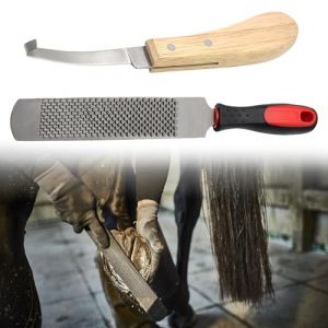 Lime De Fer A Cheval,8 Pouces 200MM Outil De Coupe En Fer A Cheval Avec Manche,Couteau De Soin Des Sabots,Lime A Sabots Cheval,Râpe Sabot En Acier Au Carbone,Ensemble De Coupe-Sabot Pour Sabots (CEANNA, neuf)