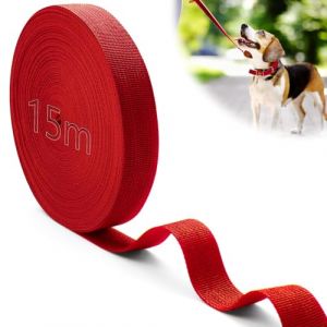 Mbsomnus 15M Sangle Couture Nylon Rouge Sangles Coton 20 mm Ruban de Sac à Dos Polyester Sangle Sac Bandouliere au Mètre pour DIY Tissu Ceinture Sacs à Main pour Chiens Bagages Cadeau Voyage (CZDZ, neuf)