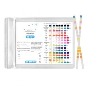 16 en 1 Bandelettes de Test d'eau Potable, 60 Tests pour Qualité de l’Eau Test de Dureté de l'eau potableAnalyse Rapide PH Métaux Lourds Nitrate Chlore Dureté pour Robinet Aquarium Piscine Puits Spa (YueTingJiCheng, neuf)