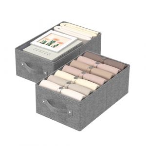 ENUMAIL 2er Organisateur de Tiroir Pliable, Bo&icirc;te de Rangement Ouvert, &eacute;tag&egrave;re Panier en Tissu avec Poign&eacute;e, Peut &ecirc;tre Utilis&eacute; Pour les V&ecirc;tements, Livres, 41&times;25&times;16.5 cm, Gris (Ernian, neuf)