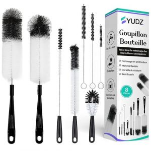 YUDZ &ndash; Lot de 8 Goupillons Bouteille et Biberon | &Eacute;couvillon Brosse de Nettoyage pour Vaisselle, Gourdes, Verres, Thermos, Bouteille Sodastream et Carafes (la boutique de CHMAKH, neuf)