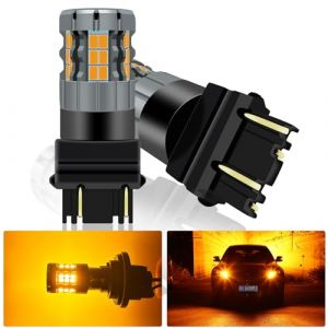 UPXSXT 2Pcs 3157 Ampoule LED Ambre Clignotant, 4157 3057 3157A 3457 4057 T25 P27/7W CANBUS Sans Erreur Anti Hyper Flash Ampoule de Remplacement Super Lumineux 30-SMD 25W 4000LM (Laid-back fashion treasure, neuf)