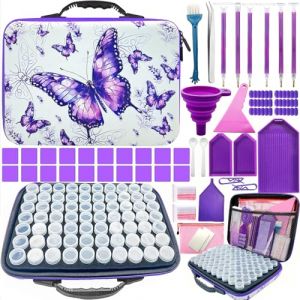 NINGESHOP Boite Diamond Painting Rangement, Diamond Painting Accessoires Boite, 70 Emplacements Malette de Rangement Peinture Diamants avec Entonnoir, Broderie Diamant Accessoires, Peinture Diamant (SIA Econompa, neuf)