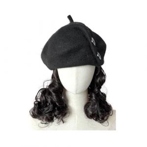 Bonnet de perruque Bonnet de perruque for femme, bonnet de perruque marron et noir, bonnet de perruque ondul&eacute;, perruque en fibre synth&eacute;tique r&eacute;sistante &agrave; la chaleur d'aspect naturel, adapt&eacute;e &agrave; une uti (haikouhua, neuf)