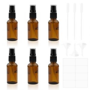 LxsNyvantic Flacon spray vide,30ml Flacon Spray Verre Vide Brun,Vaporisateur Flacon avec Entonnoir et Goutteurs, Bouteille Spray Verre Rechargeables,adaptés aux huiles essentielles,Parfum (MARANONIX LTD, neuf)