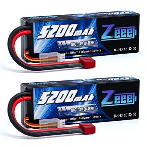 Zeee 2s Lipo Batterie 5200mAh 7,4V 100C RC Batterie, avec connecteur Deans T Fiche, pour RC Evader BX Auto Car Truck LKW Truggy RC Hobby (2 Paquets) (ZEEE POWER, neuf)