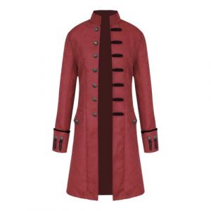 KGIHPC Homme Steampunk Vintage Tailcoat Manteau m&eacute;di&eacute;val Veste victorienne Manteau Renaissance Redingote pour Hommes (XL, rouge) (BOTU-EU, neuf)