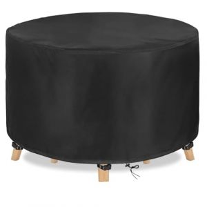 DKHLYB Ronde Housse Table de Jardin 600D Housse Protection Table Jardin Ronde Housse de Protection Salon de Jardin Imperméable Housse de Table Exterieure Housse de Meuble Étanche Ronde 120x90cm (DKHLYB®, neuf)