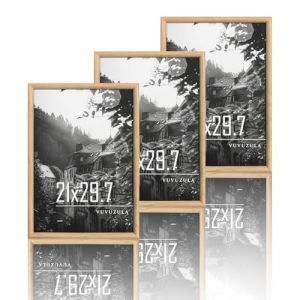 VUVUZULA Lot de 3 cadres photo A4 en bois - 21 x 30 cm - Chêne MDF - Pour certificats, posters et posters - Naturel (SAILR, neuf)