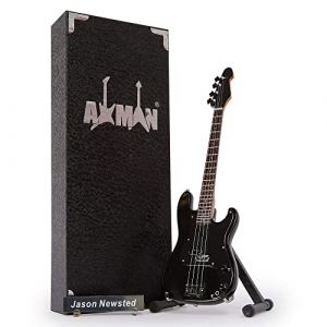 Jason Newsted &ndash; R&eacute;plique de guitare miniature &ndash; Cadeaux de musique &ndash; Ornementale faite &agrave; la main &Eacute;chelle 1/4 &ndash; Comprend une bo&icirc;te de pr&eacute;sentation, une &eacute;tiquette de nom et un support de guitare (Axman Miniature Guitars, neuf)