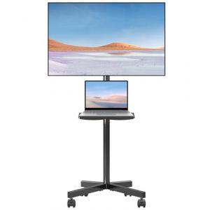 suptek Support TV roulettes pour T&eacute;l&eacute;viseur LCD/LED de 21 &agrave; 60" avec Tablette, Support TV sur Pied avec roulettes, R&eacute;glable en Hauteur, Support Tele sur Pied jusqu'&agrave; 35 kg Max. VESA 400 x 400 mm (zhiercheng-eu, neuf)