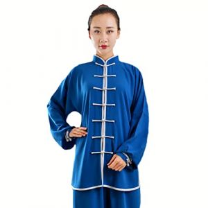 HFCY Kung Fu V&ecirc;tements Tai Chi Uniformes Kung FU Costume Arts Martiaux Costume Tenue Wing Chun pour Homme Et Femme,Blue1-XXL (wangweipengshangmaodian, neuf)