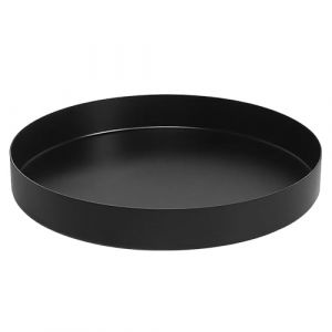Yvttve Plateau Rond Noir en M&eacute;tal, Plateau de Service en Acier Inoxydable Bijoux et Organiseur/Bougie Assiette Plateaux D&eacute;coratif (Noir, &Oslash; 20 cm) (Yvttve Shop, neuf)