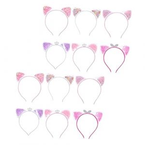 PAMINGONO 12 Pièces Bandeau couronne des sables mouvants mignon cerceau de cheveux bandeau pour cheveux d'oreille d'animal bandeau noel Bandeau oreilles de chat bandeau de sable mouvant (ndunk, neuf)