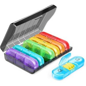 Pilulier Semainier Fran&ccedil;ais 7 Jours - Pilulier Journalier 3 Fois Matin, Midi et Soir - Bo&icirc;te M&eacute;dicaments 3 Compartiments Multicolores - pour Vitamines, Suppl&eacute;ments et M&eacute;dicaments (JTcymstore, neuf)