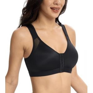 Lemorosy Soutien-Gorge Femme Fermeture Devant Redresse Dos correcteur de Posture Grandes Tailles sans Armatures sans Rembourrage Noir 95D (Lemorosy, neuf)