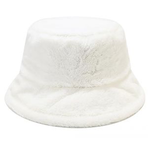 XYIYI Blanc Fourrure Bob Chapeau de P&ecirc;cheur Femme Chapeau Hiver Chaud Chapeaux de Seau en Fausse Fourrure (XYIYI-UK, neuf)