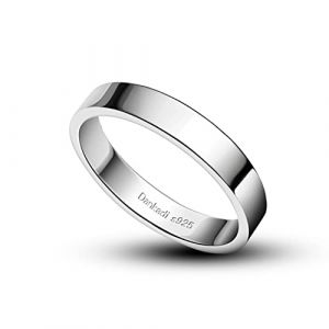 Dankadi Anneau D'alliance en 925 Argent Largeur 3.5mm Taille 44 &agrave; 70MM pour Couple &Eacute;poux, Bague Simple Lisse D&ocirc;me pour Femme Homme Unisexe Cadeau Anniversaire Mariage Amie Fille(Argent Style B, 4.5) (Mei Yun Jewelry, neuf)