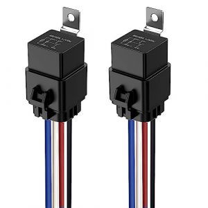 Gebildet Lot de 2 Relais Etanches Interrupteur 40/30A, Faisceau de Câbles 12 AWG avec Diode Intégrée, 12V CC, 4 Broches SPST, Relais Automobiles, Fils Chauds (Gebildet-FR, neuf)