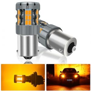 UPXSXT 2Pcs 1156 LED Bulb Amber, CANBUS Sans Erreur Anti Hyper Flash 7506 BA15S P21W Feu clignotant Ampoule de remplacement Ampoule Super Lumineuse 30-SMD 25W 4000LM (MaiMiao store, neuf)