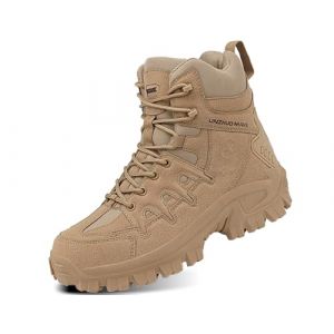 IYVW KKK 1201 Bottes de Chasse pour Hommes Bottes Militaires de Haut-Niveau Bottes Tactiques de Combat Chaussures à Lacets Tout Terrain Souliers pour La Randonnée, La Jungle Jaune désert 40 EU (IYVW, neuf)