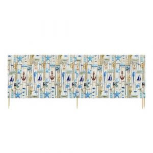 Ladeheid Paravent de Plage avec Poteau en Bois Accessoire Pratique de Plage LAEX001 (Impression Multiple, 4 m) (Hisert, neuf)