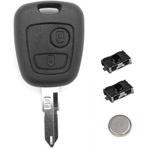 LAKAMODO Coque Plip Clé Télécommande pour Peugeot 106 206 206+ 206cc 306 +2 Switchs Bouton +Pile (LAKAMODO, neuf)