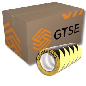 GTSE - Ruban adhésif de signalisation - 5 Rouleaux- 50 mm x 33 m par rouleau - pour le marquage au sol/sécurité - rayures noir/jaune - Signal Ruban Adhésif de sécurité (Gocableties Ltd, neuf)